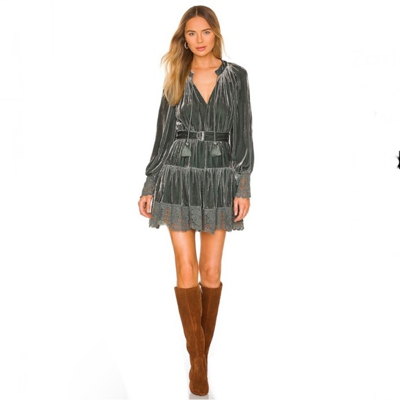 NEW ULLA JOHNSON REVOLVE VELVET MINI DRESS - Picture 8 of 8
